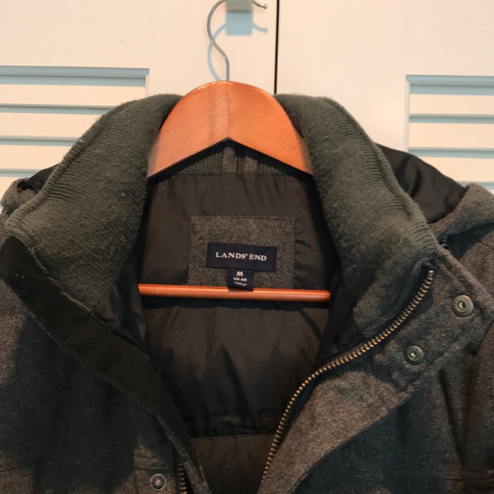Lands End Wool Puffer Jacket Medium - image 2